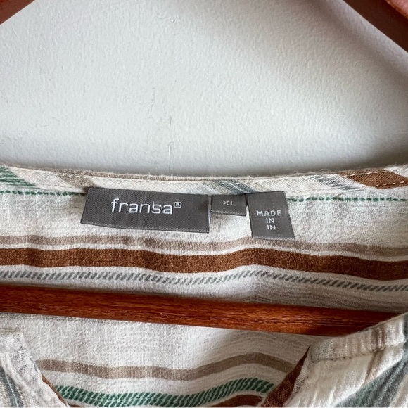 FRANSA Fanadja Blouse Cotton 3/4 Sleeves V Neck Size XL - Picture 9 of 15